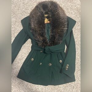 Steve Madden Cape Coat with removable faux fur collar